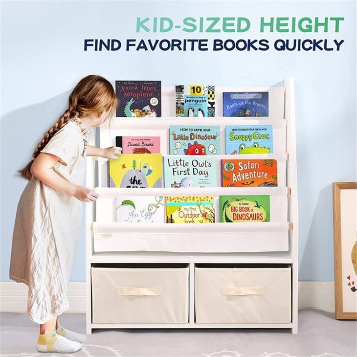 Canvas Wooden kids  bookshelf (7)